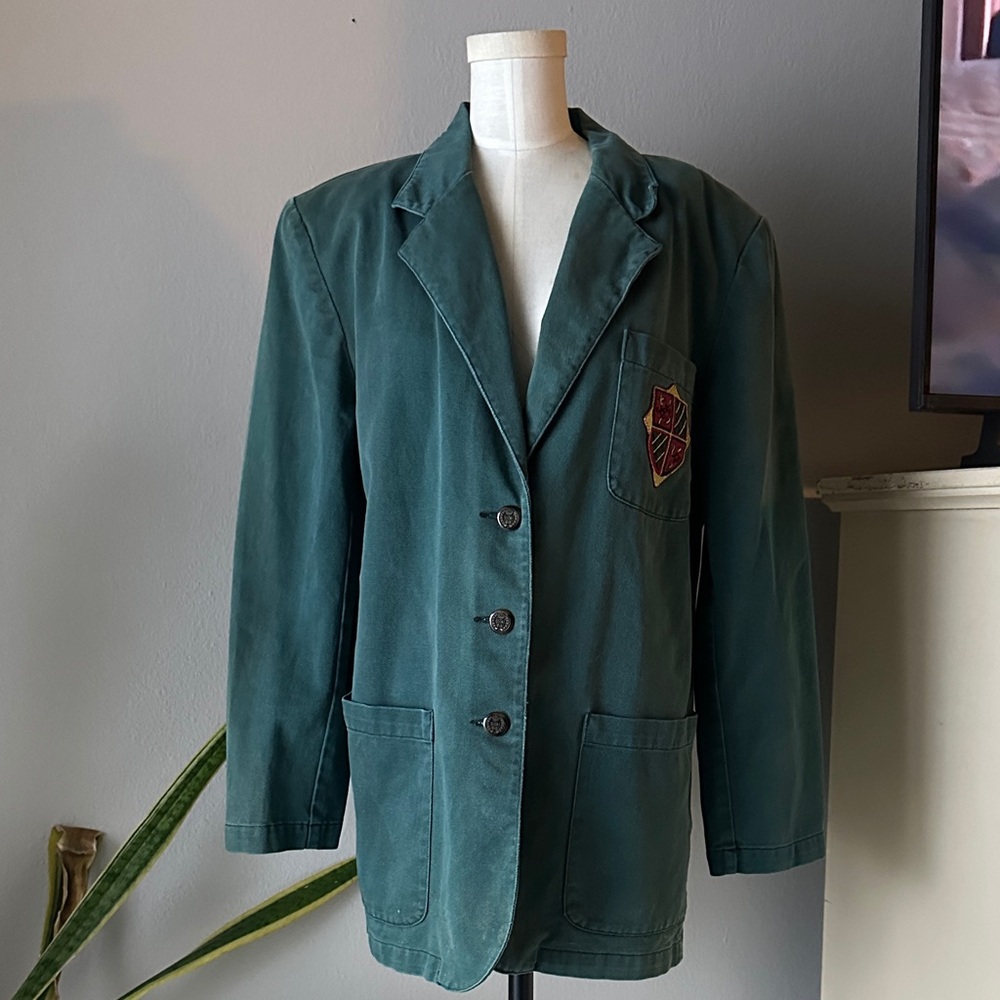 RTW Teal Women's Academia Blazer with Emblem Shoulder Pads
